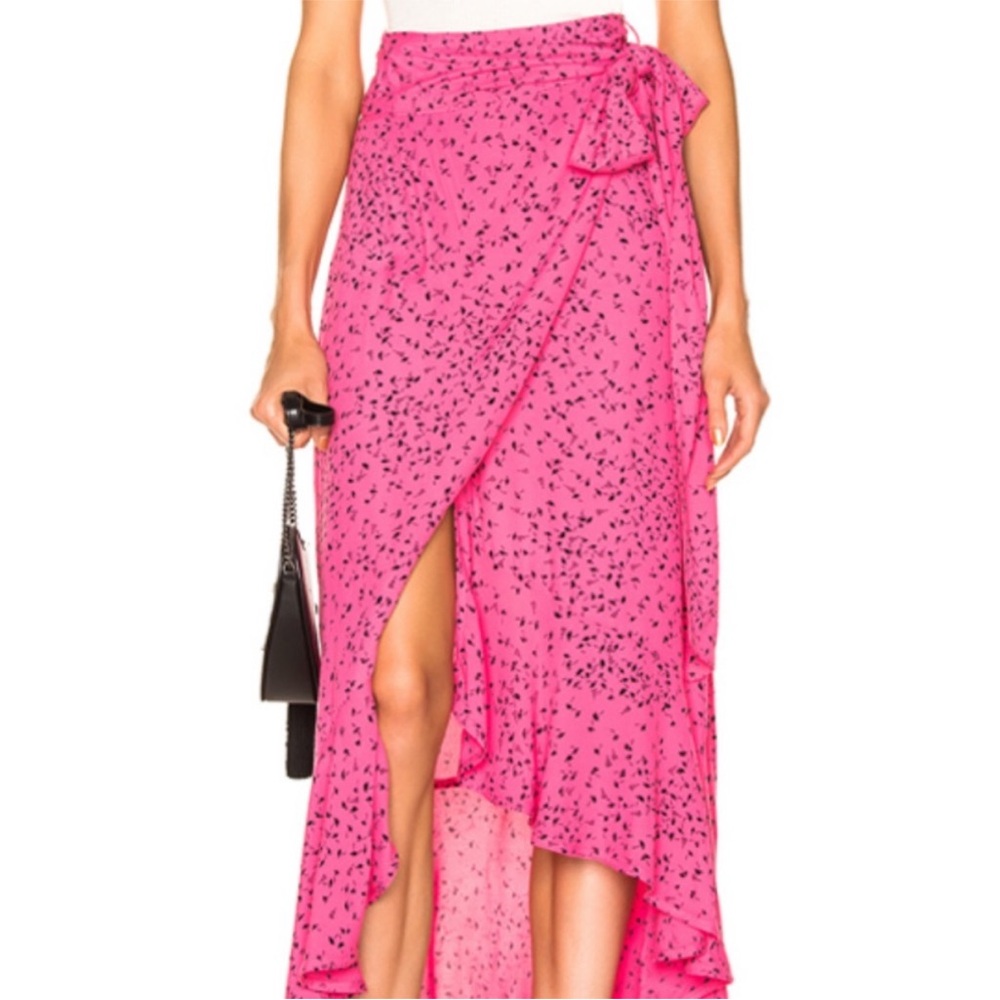 Ganni Pink Wrap Midi Skirt